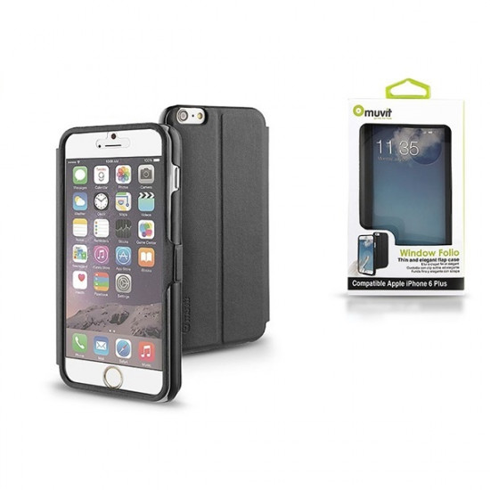 Muvit Window Folio iPhone 6 Plus hátlap tok fekete (I-MUEYF0007)