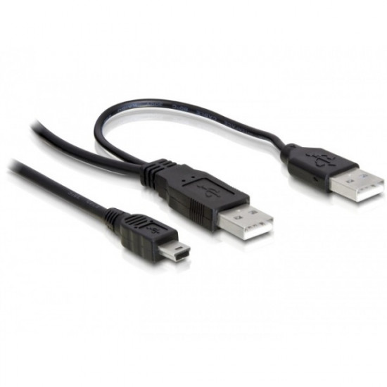 KAB Delock 82447 2 x USB-A 2.0 apa - USB mini 5pin kábel