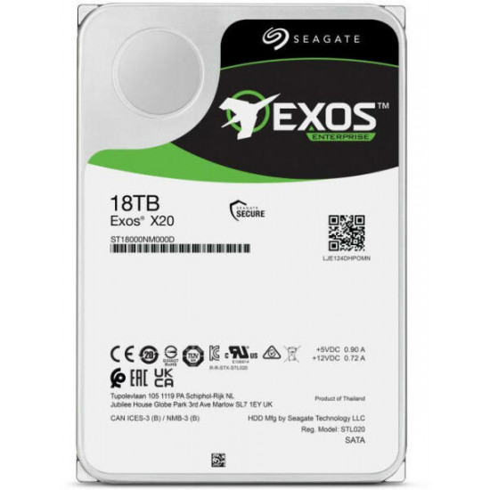 Seagate Exos 18TB 3.5 Exos X20 SATA szerver winchester (ST18000NM003D)