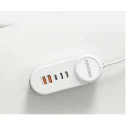 BLACKBIRD Utazós Hálózati adapter 18W 2xPD25W + 1xLightning + 2xUSB, Fehér (BH1425)