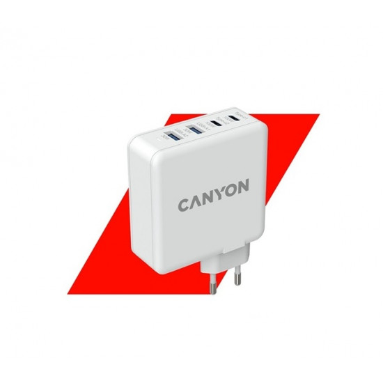 CANYON Hálózati Töltő, 4portos, 2xUSB-C 100W, 2xUSB-A 30W, fehér (CND-CHA100W01)