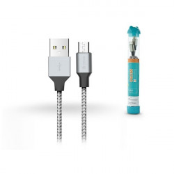 Devia Tube Micro USB ezüst/fekete textil adatkábel (ST325427)