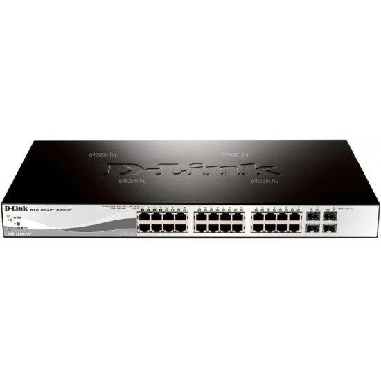 D-LINK Switch 24x1000Mbps (24xPOE) + 4xGigabit kombó SFP Menedzselhető Rackes, DGS-1210-24P/E