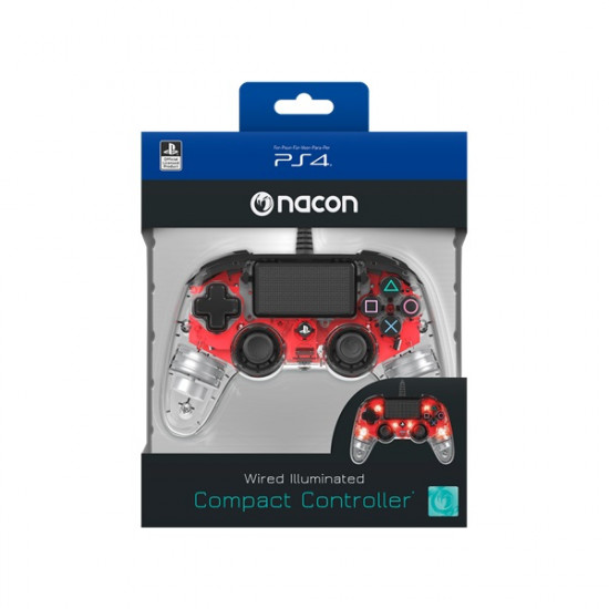 Nacon vezetékes kontroller halványpiros PS4 Nacon vezetékes kontroller halványpiros PS4
