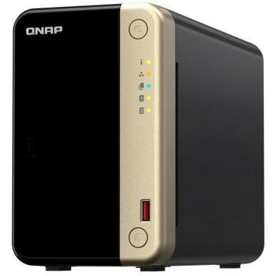 QNAP NAS 2 fiókos Celeron N5095 4x2,9GHz, 8GB RAM, 2x2500Mbps, HDMI 2.1, 2xM.2 2280 Slot, 2xUSB3.2Gen2 - TS-264-8G