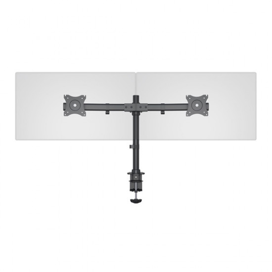 Multibrackets asztali rögzítő Deskmount Basic Dual, dönthető, forgatható 15-27 8kg/monitor fekete  (7350073733309)