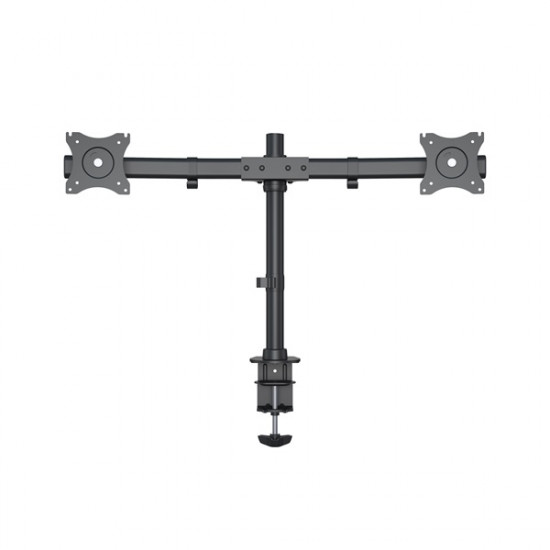 Multibrackets asztali rögzítő Deskmount Basic Dual, dönthető, forgatható 15-27 8kg/monitor fekete  (7350073733309)