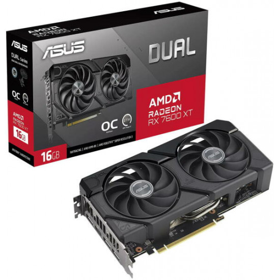 Asus RX 7600 XT 16GD6 Dual OC videokártya (DUAL-RX7600XT-O16G)