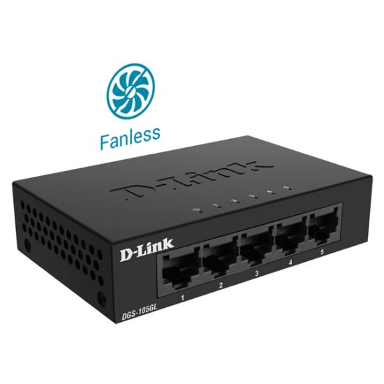 D-LINK Switch 5x1000Mbps Fémházas Asztali (DGS-105GL/E)