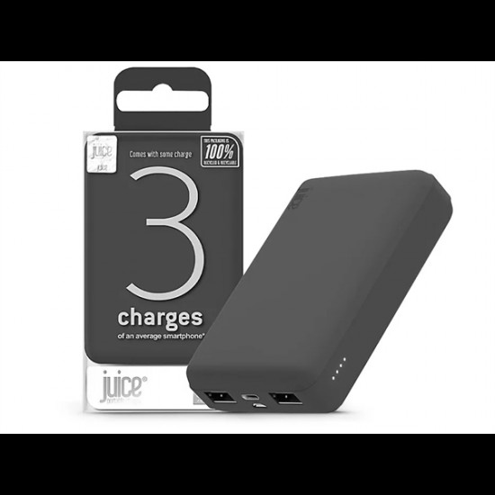 JUICE UNIVERZÁLIS HORDOZHATÓ, ASZTALI AKKUMULÁTOR TÖLTŐ - ECO 3 POWER BANK - 2XUSB +TYPE-C - 10.000 MAH - SZÜRKE (JU194754) JUICE UNIVERZÁLIS HORDOZHATÓ, ASZTALI AKKUMULÁTOR TÖLTŐ - ECO 3 POWER BANK - 2XUSB +TYPE-C - 10.000 MAH - SZÜRKE (JU194754)