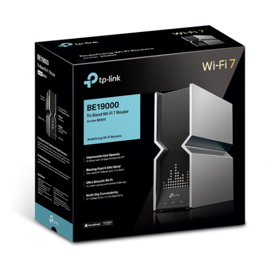 TP-LINK Archer BE800 Tri-Band BE19000 Wifi 7 2xWAN/LAN(10Gbps) + 4xLAN(2.5Gbps) + 1xUSB 3.0, Wireless Router TP-LINK Archer BE800 Tri-Band BE19000 Wifi 7 2xWAN/LAN(10Gbps) + 4xLAN(2.5Gbps) + 1xUSB 3.0, Wireless Router