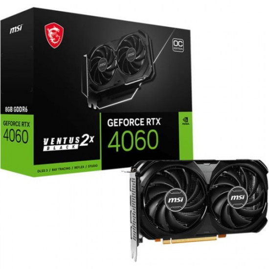 MSI RTX 4060 VENTUS 2X BLACK 8GB DDR6 OC  PCI-Ex16x nVIDIA Videokártya