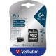 Verbatim 64GB microSDXC UHS-I Pro memóriakártya + adapter (47042)
