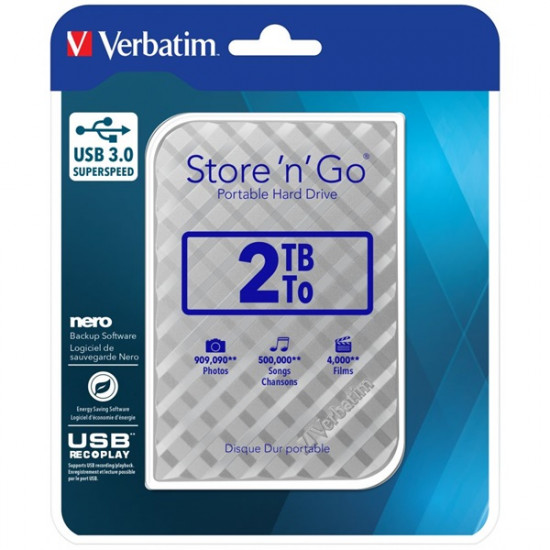 Verbatim 2TB 2.5 Store 'n' Go Gen2 USB 3.0 külső winchester ezüst (53198) Verbatim 2TB 2.5 Store 'n' Go Gen2 USB 3.0 külső winchester ezüst (53198)