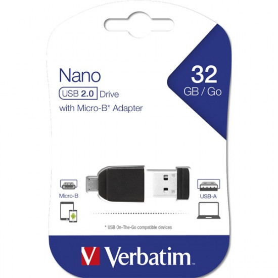 Verbatim 32GB Store `n` Stay USB 2.0 nano Flash Drive + adapter