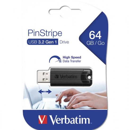 Verbatim 64GB PinStripe USB 3.0 fekete Pen Drive (49318)