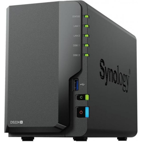 SYNOLOGY DS224+ Intel Celeron J4125 4x2GHz, 6GB DDR4, 2x1GbE, 2xUSB3.2Gen1 NAS 2 fiókos