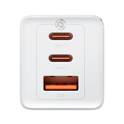 Baseus CCGP120202 GaN5 Pro 65W 2xUSB C/USB fehér töltő