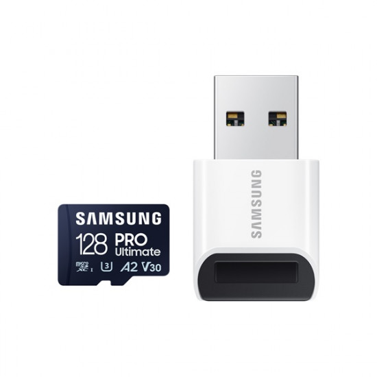 SAMSUNG PRO Ultimate 128GB microSD with Reader, Class 10, V30, A2, Grade 3 (U3), R200/W130, +Adapter Memóriakártya