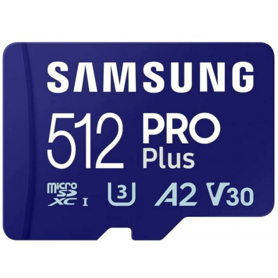 SAMSUNG 512GB PRO Plus + Reader microSDXC, CLASS 10, UHS-I, U3, V30, A2, R180/W130 Memóriakártya