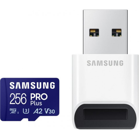 SAMSUNG 256GB PRO Plus + Reader microSDXC, CLASS 10, UHS-I, U3, V30, A2, R180/W130 Memóriakártya