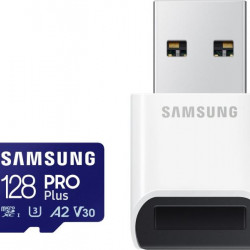 SAMSUNG 128GB PRO Plus + Reader microSDXC 128GB, CLASS 10, UHS-I, U3, V30, A2, R180/W130 Memóriakártya
