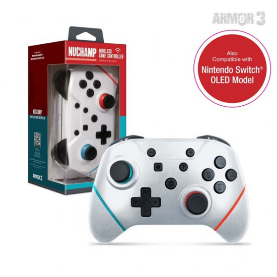 ARMOR3 NUCHAMP Nintendo Switch Kiegészítő Vezeték nélküli kontroller, Fehér (M07467-WH)
