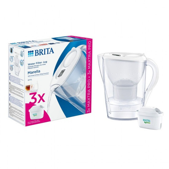 Brita Marella 2,4l fehér vízszűrő kancsó + 3db Maxtra Pro szűrő (1052791)