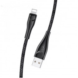 KL-USAMS Lightning USB kábel Apple termékekhez fekete szövet 1m (SJ391USB01)