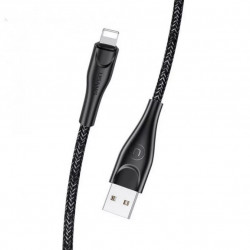 KL-USAMS Lightning USB kábel Apple termékekhez fekete szövet 1m (SJ391USB01)