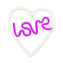 FOREVER LIGHT Neon LED dekorációs lámpa LOVE rószaszín fehér, USB csatlakozó, 3 x AA, falra szerelhető