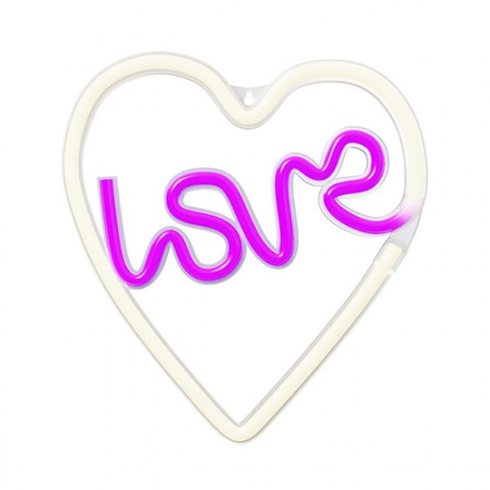 FOREVER LIGHT Neon LED dekorációs lámpa LOVE rószaszín fehér, USB csatlakozó, 3 x AA, falra szerelhető FOREVER LIGHT Neon LED dekorációs lámpa LOVE rószaszín fehér, USB csatlakozó, 3 x AA, falra szerelhető