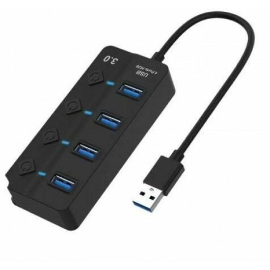 BLACKBIRD USB 3.0 HUB 4 port, kapcsolóval (BH1373)