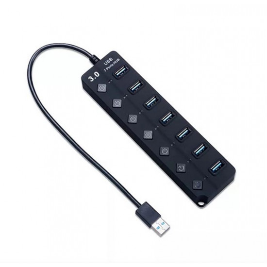 BLACKBIRD USB 3.0 HUB 7 port, kapcsolóval (BH1374)