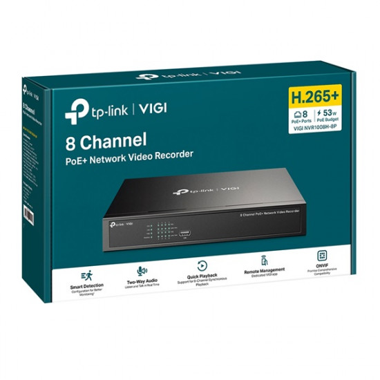 TP-LINK VIGI 8 csatornás POE+ NVR video recorder