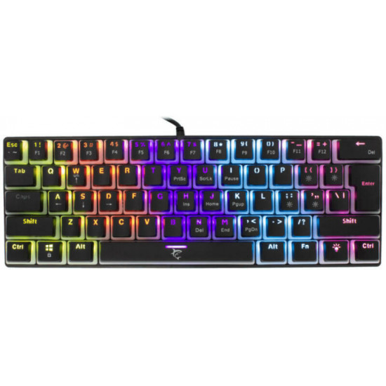 White Shark GK-2202B/R-US ASHIKO angol 60%-os fekete mechanikus piros switch gamer billentyűzet (GK-2202B/R-US)