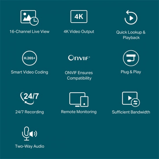 TP-LINK VIGI 16 csatornás NVR video recorder