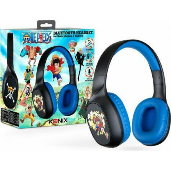 KONIX - ONE PIECE 2.0 Fejhallgató Vezeték Nélküli Bluetooth Gaming Stereo, Mikrofon, Fekete-Kék (KX-OP-BT-HS)