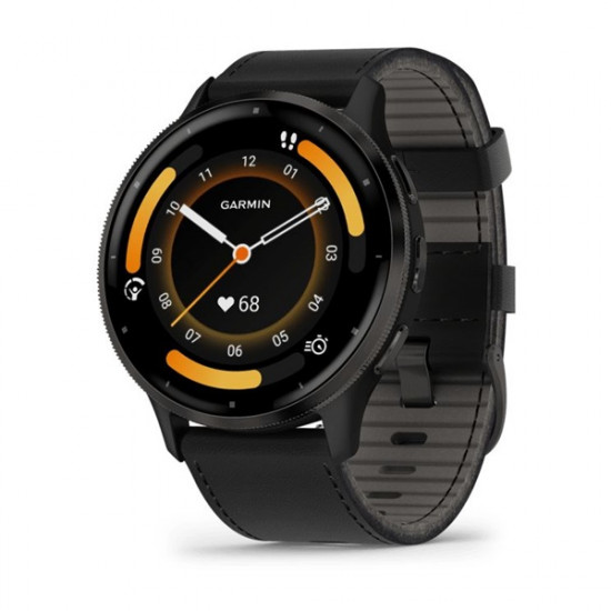 Garmin Venu 3 fekete, fekete kerettel, bőr és szilikon szíjjal okosóra Garmin Venu 3 fekete, fekete kerettel, bőr és szilikon szíjjal okosóra