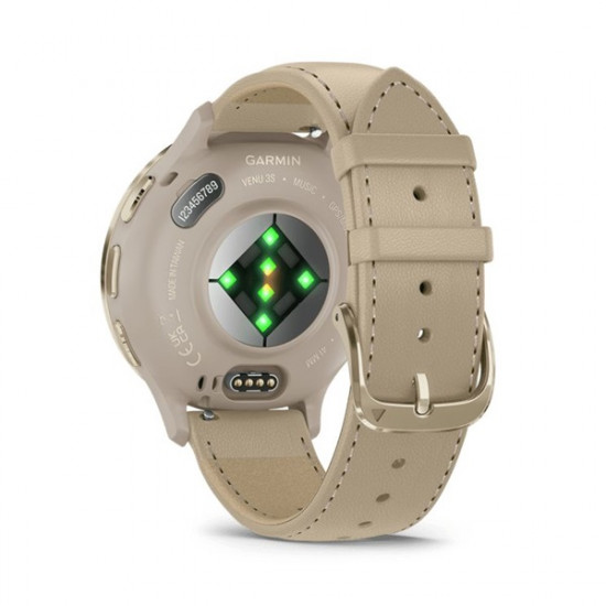 Garmin Venu 3S francia szürke-krémarany, bőr és szilikon szíjjal okosóra Garmin Venu 3S francia szürke-krémarany, bőr és szilikon szíjjal okosóra