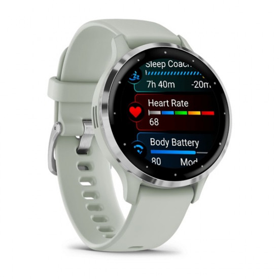 Garmin Venu 3S zsálya, ezüst kerettel, szilikon szíjjal okosóra Garmin Venu 3S zsálya, ezüst kerettel, szilikon szíjjal okosóra