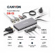 CANYON HUB 13-in-1, USB-C, 3xUSB3.0, 1xUSB2.0, 2xHDMI, VGA, Ethernet, Audio, SD/microSD, szürke (CNS-TDS12)