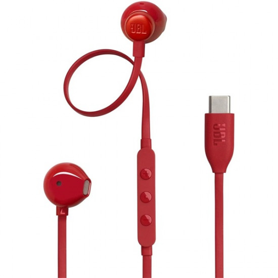 JBL T 305 C RED vezetékes USB C mikrofonos piros fülhallgató (JBLT305CRED)