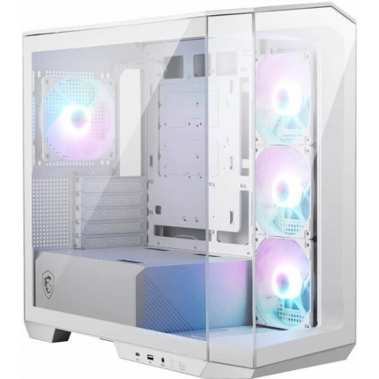 MSI PANO M100R PZ WHITE, 4xARGB ventilátor, Tápegység nélkül, üvegfalú, fehér Ház Midi ATX MSI PANO M100R PZ WHITE, 4xARGB ventilátor, Tápegység nélkül, üvegfalú, fehér Ház Midi ATX