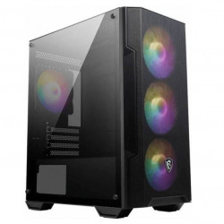 MSI FORGE M100A, 4xARGB ventilátor, Tápegység nélkül, üvegfalú, fekete Ház Micro ATX