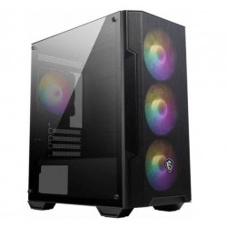 MSI FORGE M100A, 4xARGB ventilátor, Tápegység nélkül, üvegfalú, fekete Ház Micro ATX