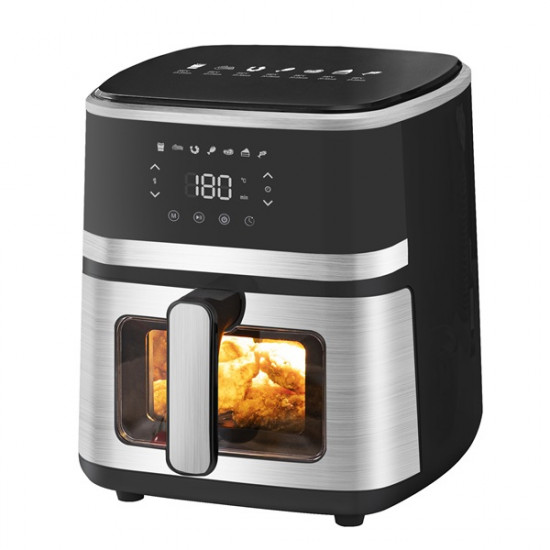 TOO AF-500-S-1400 W ezüst 5 L forrólevegős sütő (air fryer/airfryer) digitális vezérléssel, betekintő ablakkal TOO AF-500-S-1400 W ezüst 5 L forrólevegős sütő (air fryer/airfryer) digitális vezérléssel, betekintő ablakkal