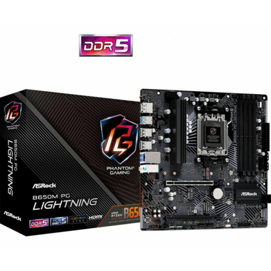 ASROCK B650M PG LIGHTNING AMD B650, mATX Alaplap AM5