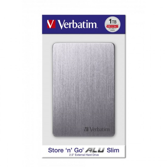 Verbatim 53662 Store `n` Go ALU Slim 2,5” 1TB USB 3.2 Gen 1 szürke HDD Verbatim 53662 Store `n` Go ALU Slim 2,5” 1TB USB 3.2 Gen 1 szürke HDD