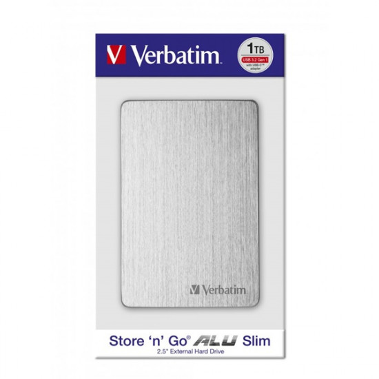 Verbatim 53663 Store `n` Go ALU Slim 2,5” 1TB USB 3.2 Gen 1 ezüst HDD Verbatim 53663 Store `n` Go ALU Slim 2,5” 1TB USB 3.2 Gen 1 ezüst HDD
